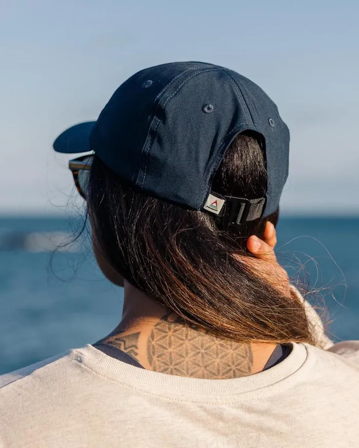 Passenger Clothing Active Recycled 6 Panel Cap Dark Denim WomenMen Caps and Hats