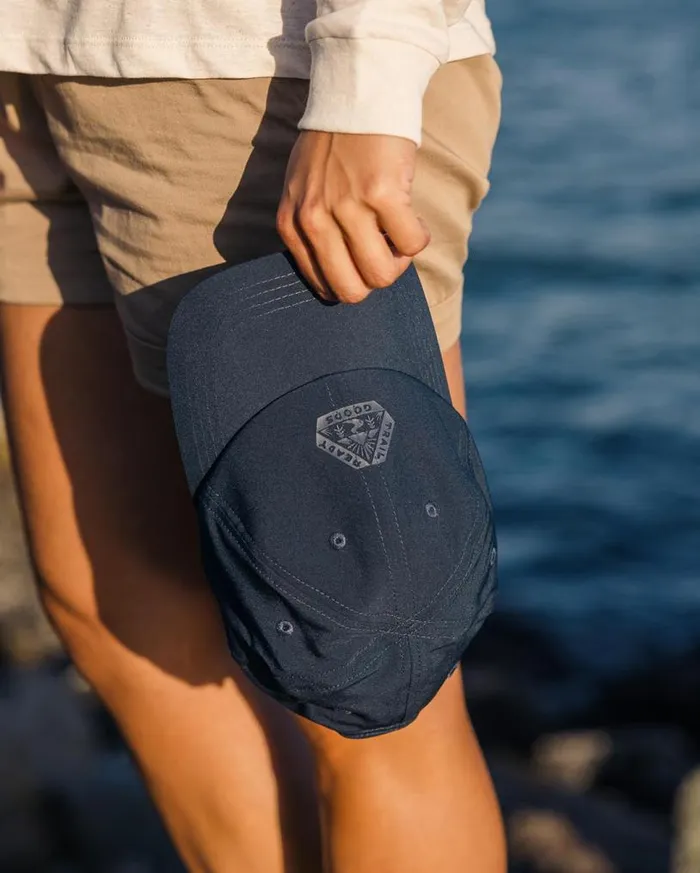 Passenger Clothing Active Recycled 6 Panel Cap Dark Denim WomenMen Caps and Hats