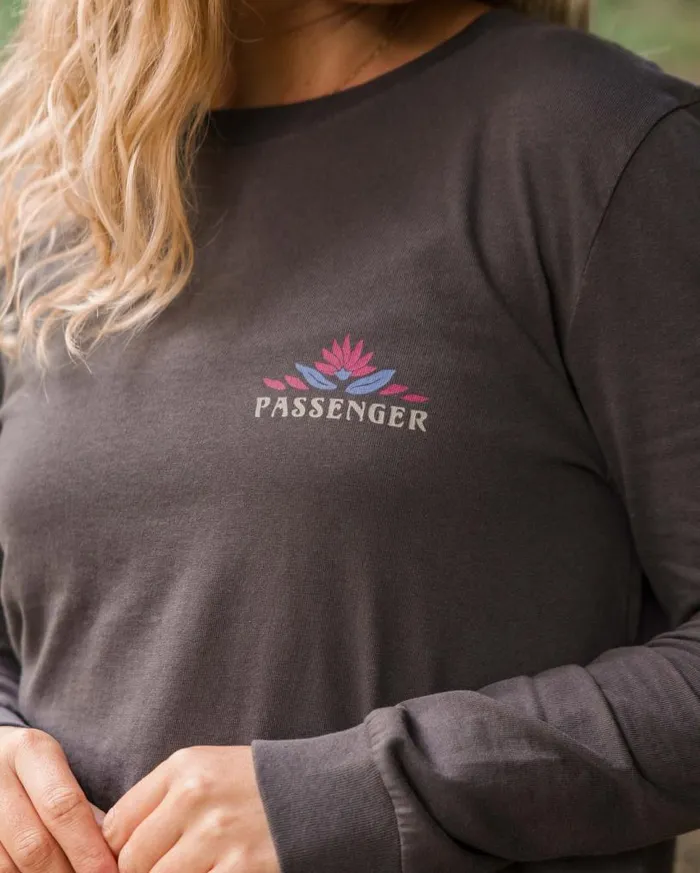Passenger Clothing Bud Recycled Cotton Ls TShirt Charcoal Women Tops and TShirts