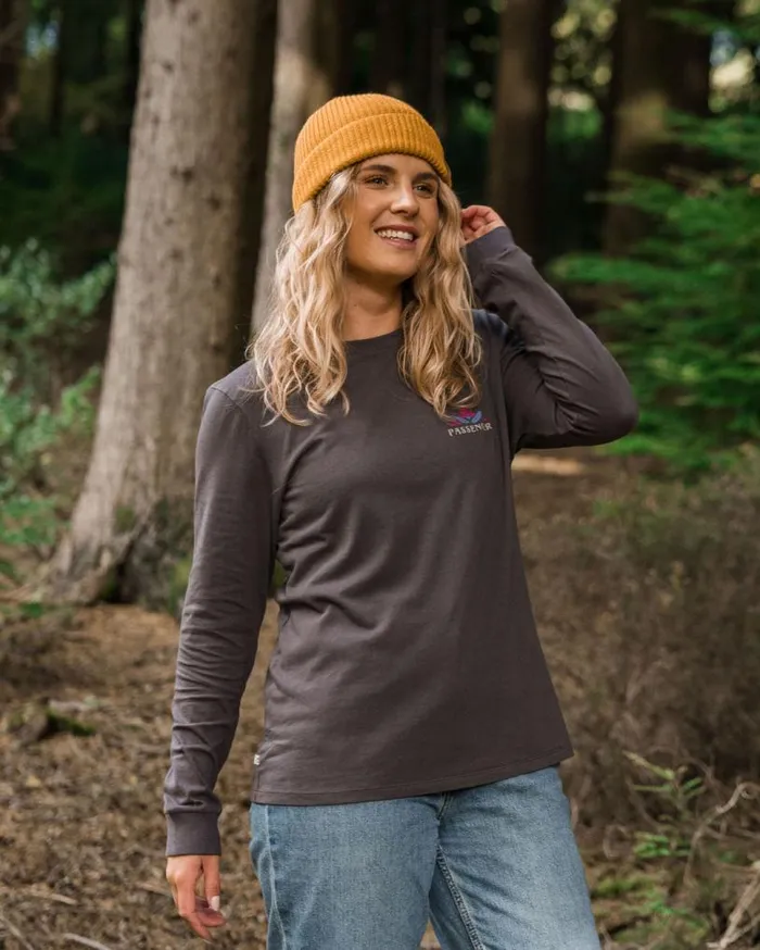 Passenger Clothing Bud Recycled Cotton Ls TShirt Charcoal Women Tops and TShirts