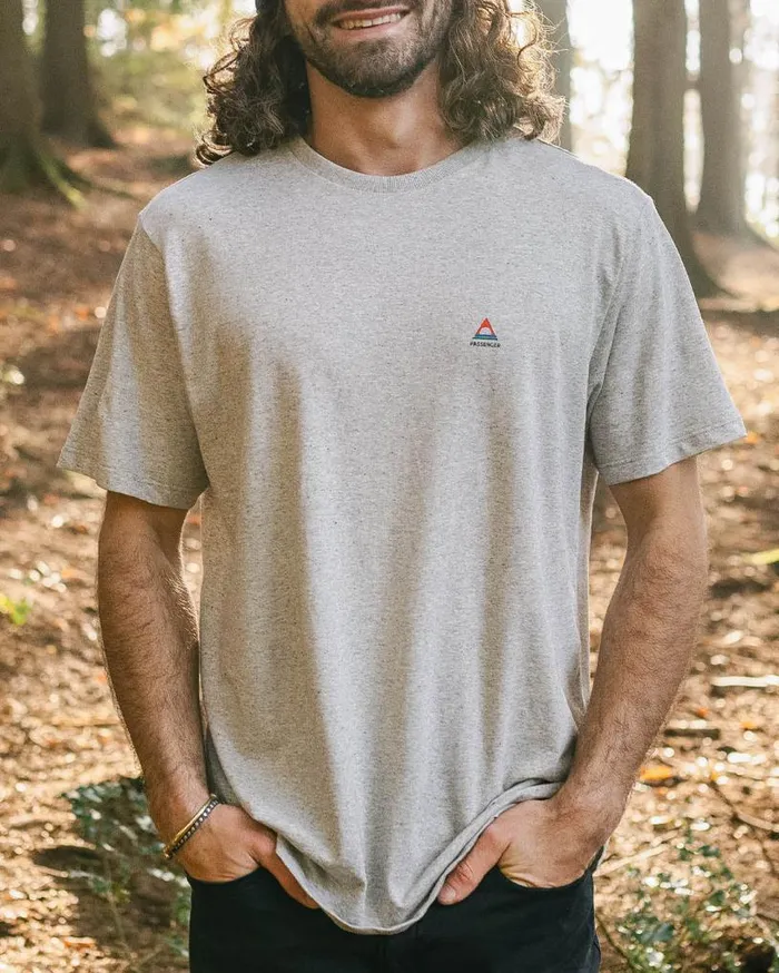 Passenger Clothing Classic Logo Recycled Cotton TShirt Mid Grey Marl Men TShirts and Vests