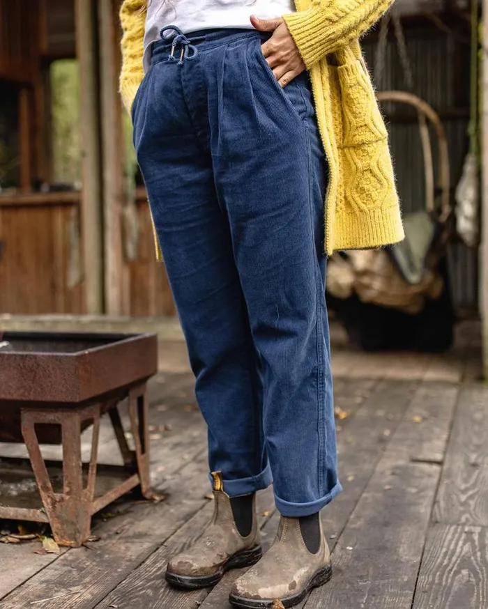 Passenger Clothing Compass Recycled Corduroy Trouser Dark Denim Women Dungarees and Trousers Passenger Clothing Compass Recycled Corduroy Trouser Dark Denim Women Dungarees and Trousers