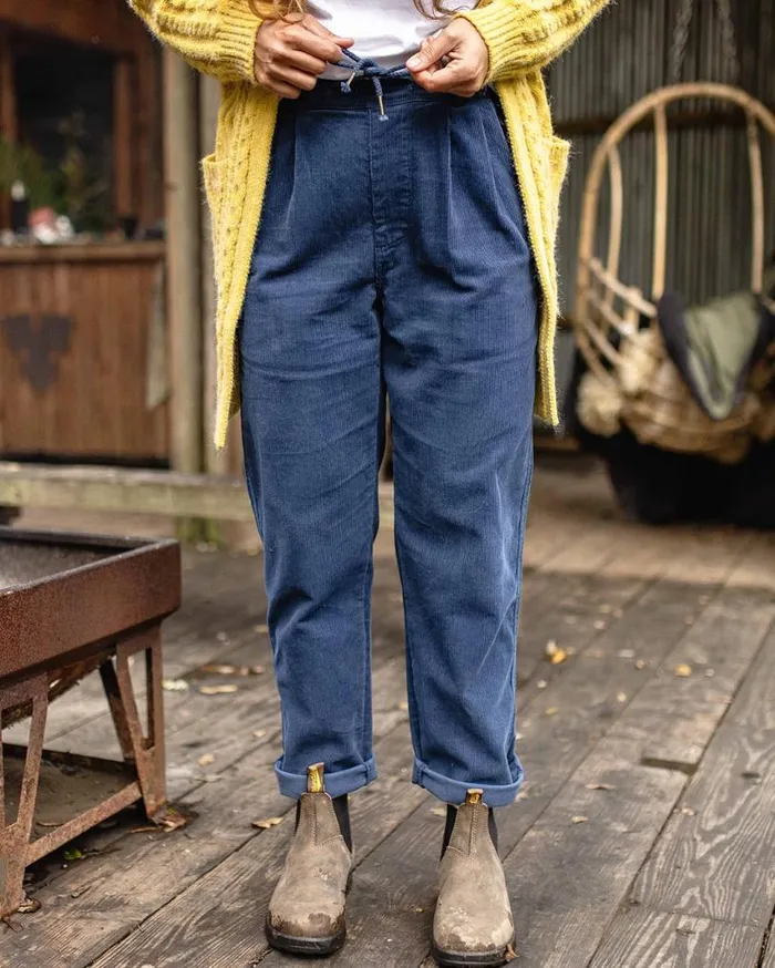 Passenger Clothing Compass Recycled Corduroy Trouser Dark Denim Women Dungarees and Trousers