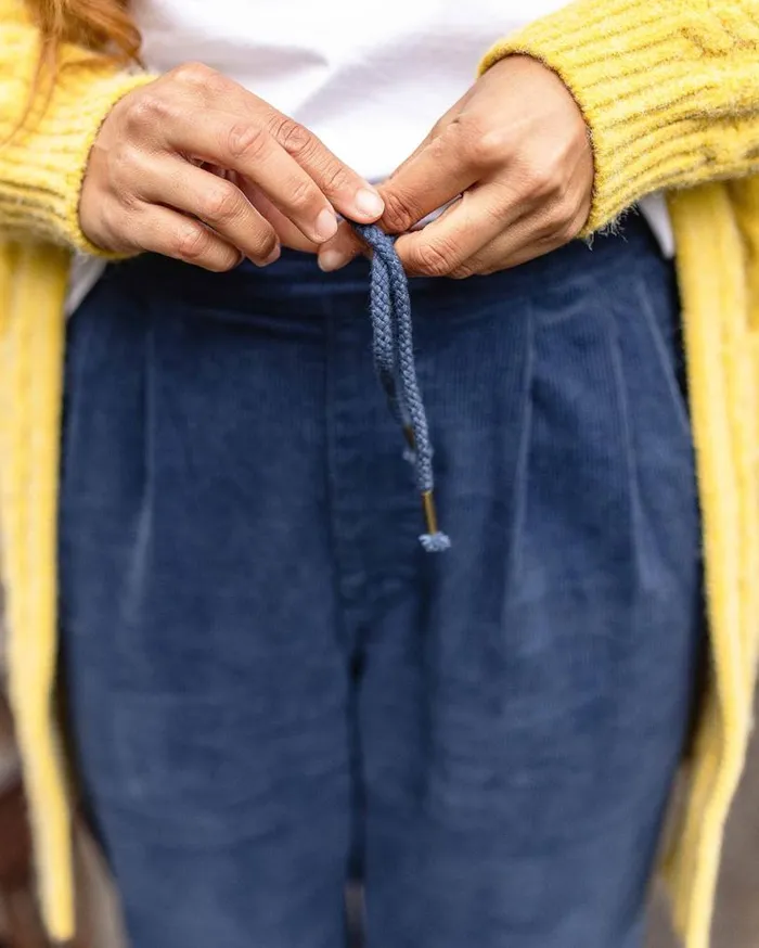 Passenger Clothing Compass Recycled Corduroy Trouser Dark Denim Women Dungarees and Trousers