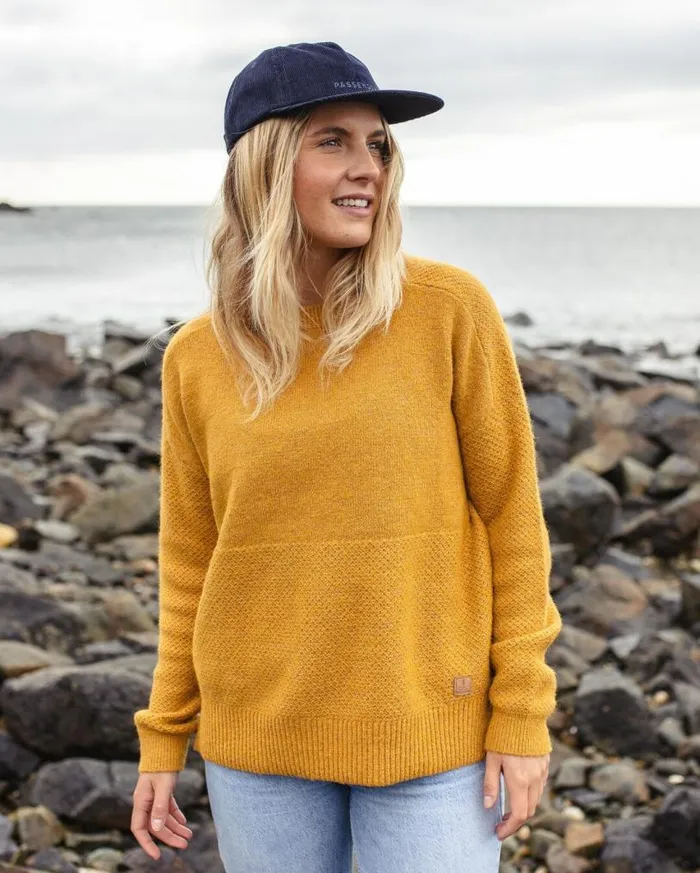 Passenger Clothing Cove Recycled Knitted Jumper Amber Gold Women Knitwear