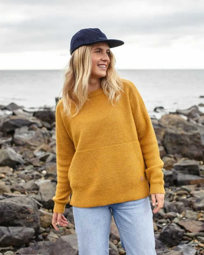Passenger Clothing Cove Recycled Knitted Jumper Amber Gold Women Knitwear