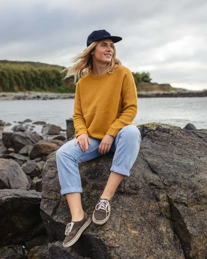 Passenger Clothing Cove Recycled Knitted Jumper Amber Gold Women Knitwear