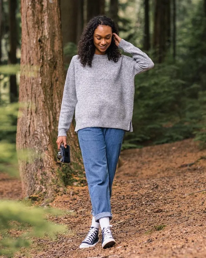Passenger Clothing Cove Recycled Knitted Jumper Grey Marl Women Knitwear