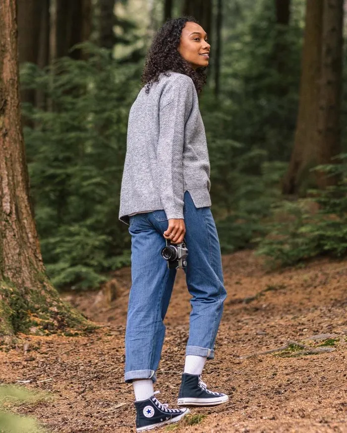 Passenger Clothing Cove Recycled Knitted Jumper Grey Marl Women Knitwear