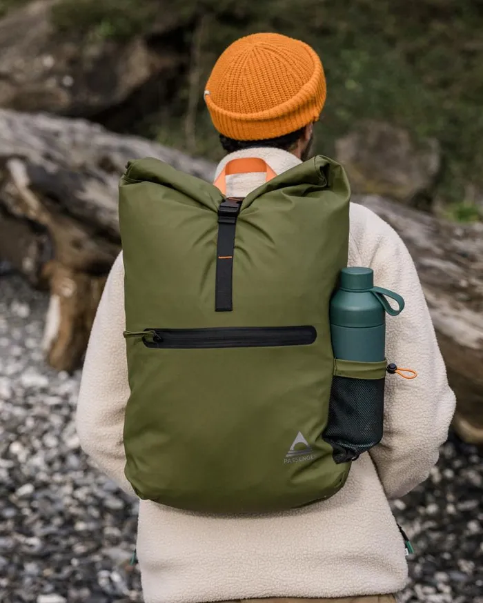 Passenger Clothing Crossing Roll Top Backpack True Black Khaki WomenMen Backpacks and Bags