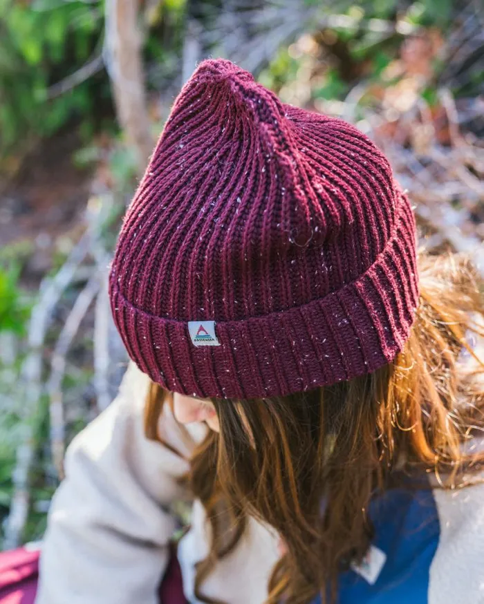 Passenger Clothing Fisherman 20 Recycled Cotton Beanie Wine WomenMen Beanies