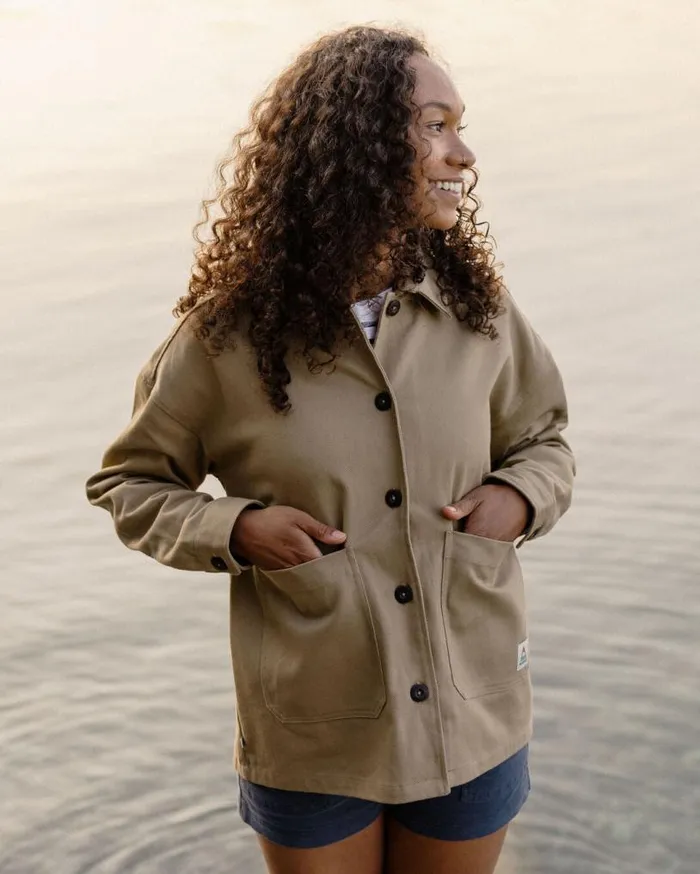 Passenger Clothing Forrest Organic Cotton Oversized Twill Overshirt Biscuit Women Shirts