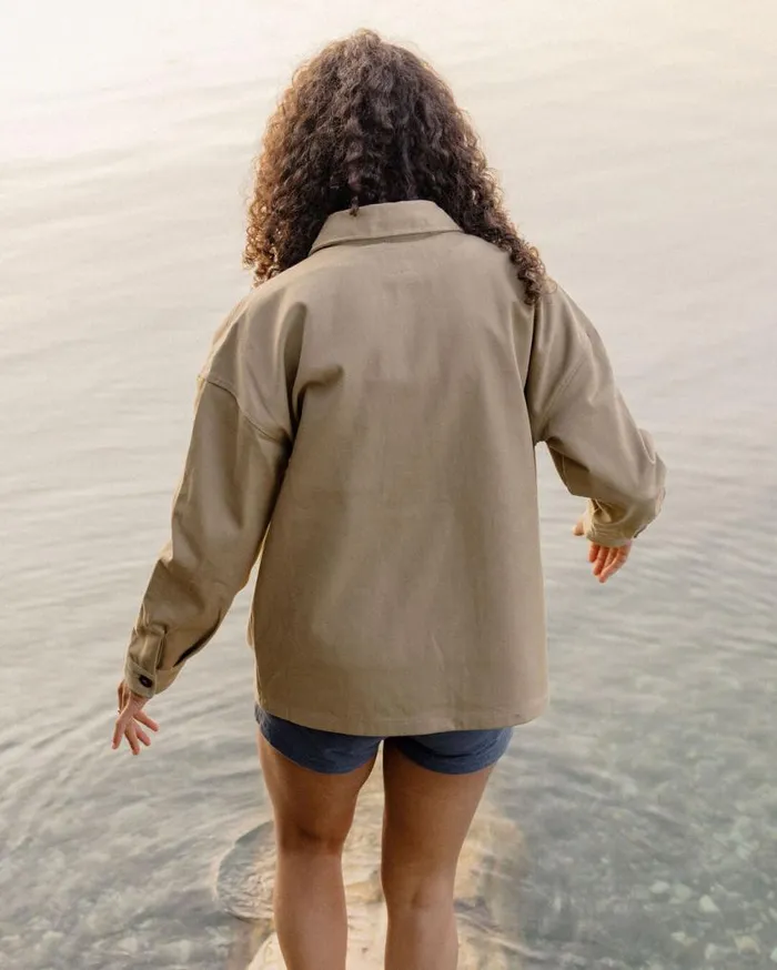Passenger Clothing Forrest Organic Cotton Oversized Twill Overshirt Biscuit Women Shirts