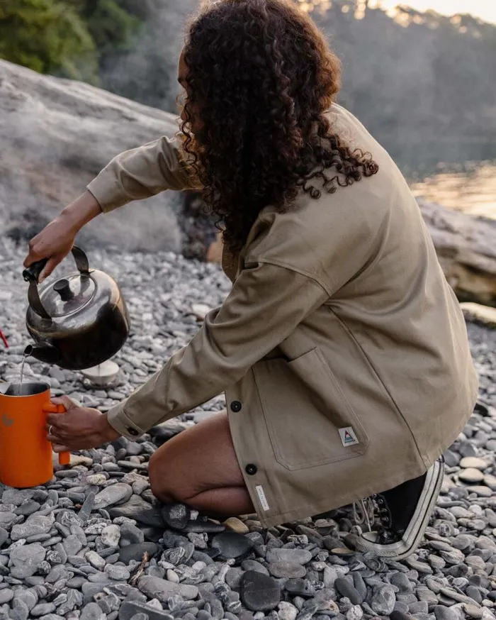 Passenger Clothing Forrest Organic Cotton Oversized Twill Overshirt Biscuit Women Shirts