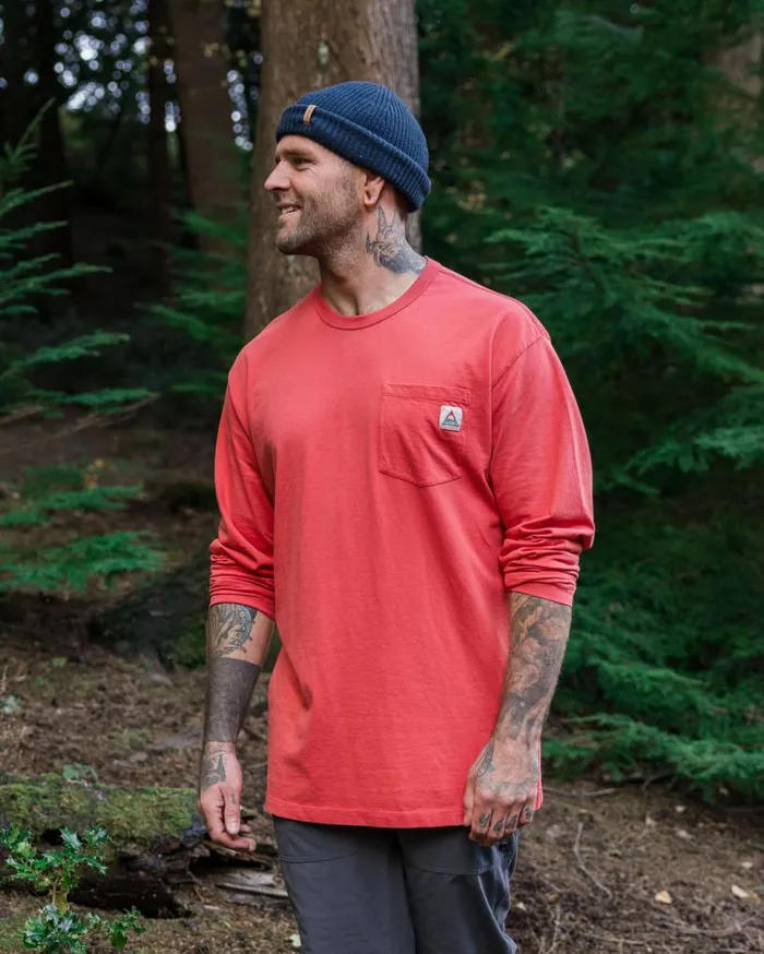 Passenger Clothing Heritage Recycled Relaxed Fit LS TShirt Cardinal Men TShirts and Vests