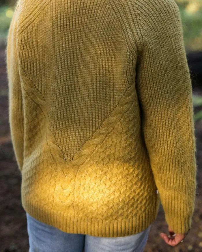 Passenger Clothing Homey Recycled Knitted Cable Cardigan Mustard Gold Women Knitwear