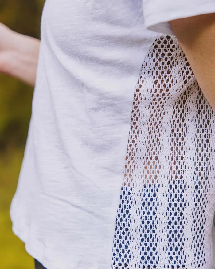 Passenger Clothing Magnolia Recycled Cotton Crochet Trim TShirt White Women Tops and TShirts