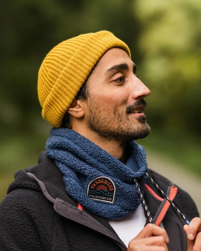 Passenger Clothing Mulled Recycled Sherpa Fleece Snood Dark Denim WomenMen Scarves and Neckwear