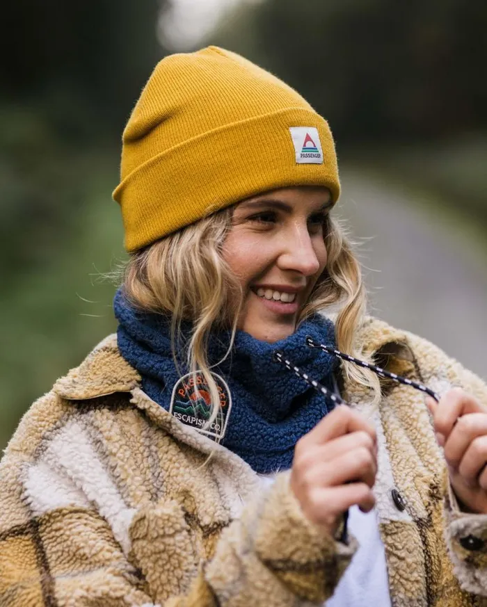 Passenger Clothing Mulled Recycled Sherpa Fleece Snood Dark Denim WomenMen Scarves and Neckwear