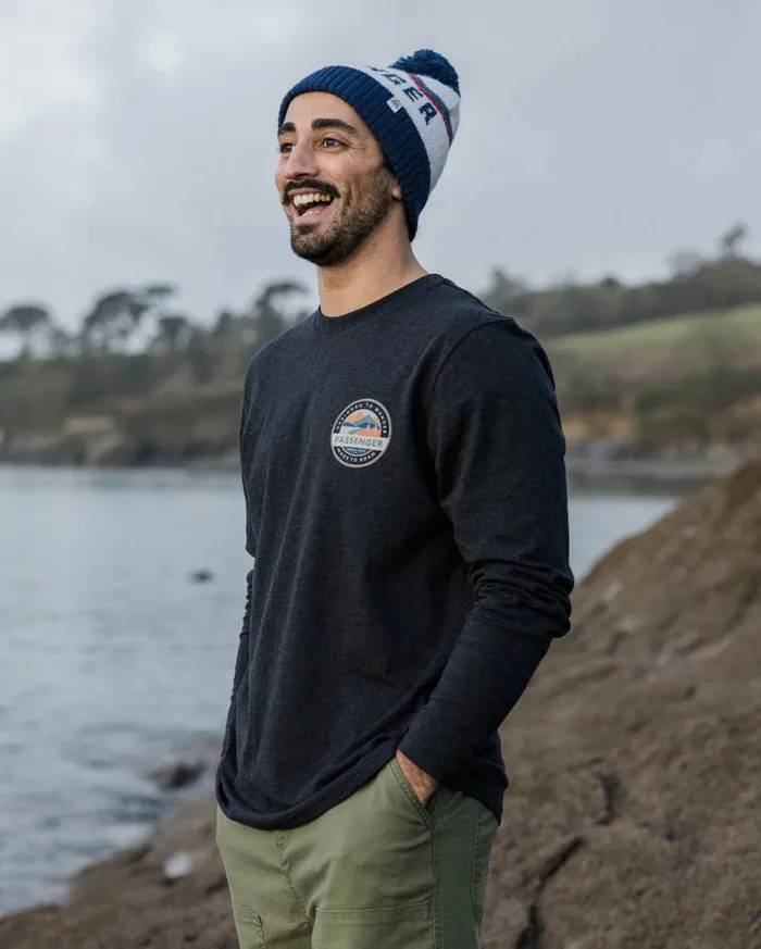Passenger Clothing Odyssey Recycled Cotton LS TShirt Ebony Marl Men TShirts and Vests