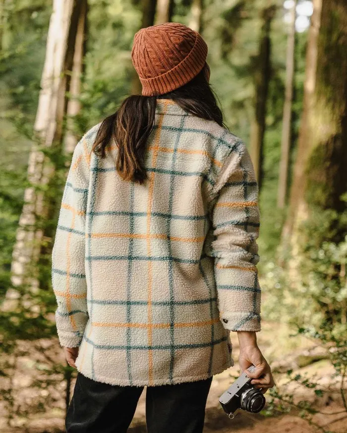 Passenger Clothing Olympus Yarn Dye Recycled Sherpa Fleece Shirt Surf Spray Check Women Shirts