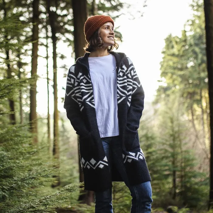 Passenger Clothing Palumbo Hooded Cardigan Turbulence Grey Women Knitwear