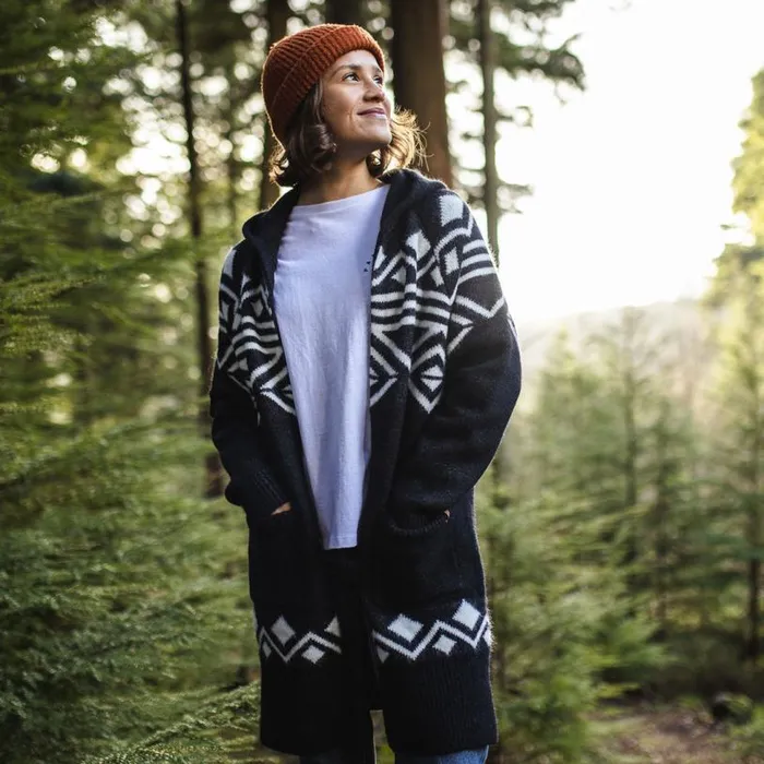 Passenger Clothing Palumbo Hooded Cardigan Turbulence Grey Women Knitwear