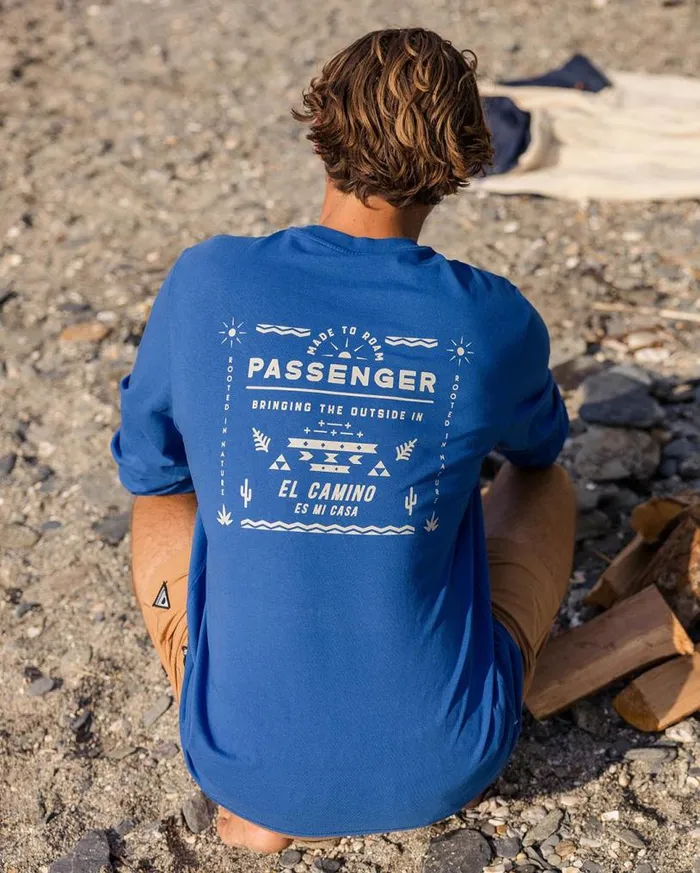 Passenger Clothing Roam Free Recycled Cotton LS TShirt True Blue Men TShirts and Vests