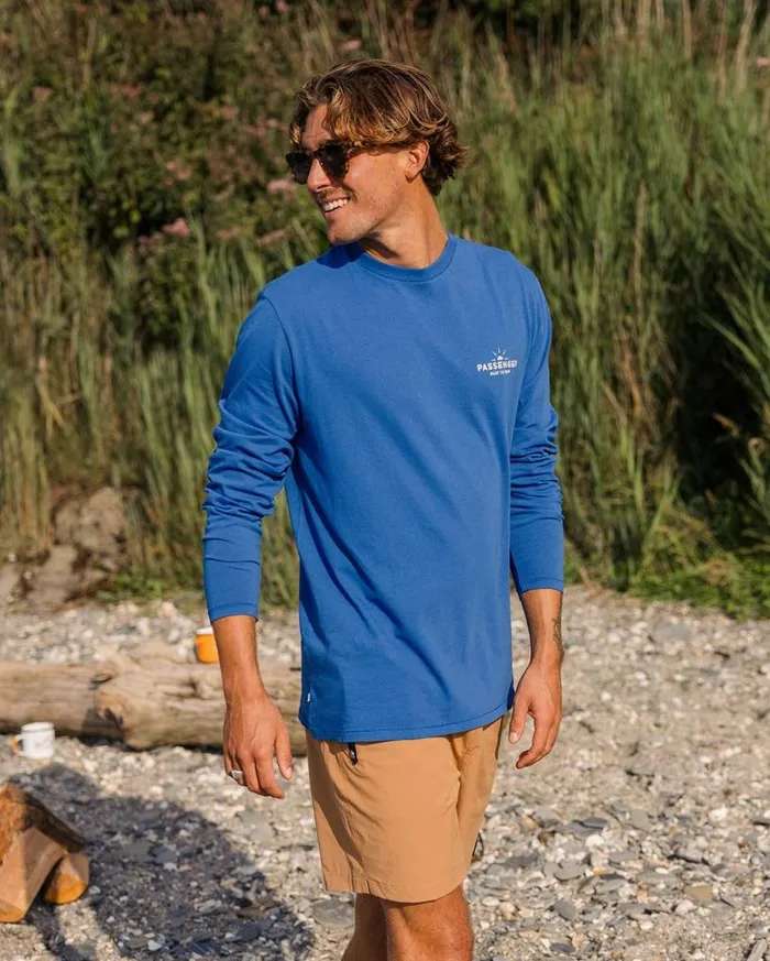Passenger Clothing Roam Free Recycled Cotton LS TShirt True Blue Men TShirts and Vests