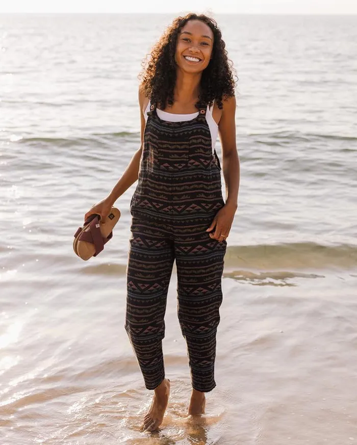Passenger Clothing Serenity Organic Cotton Dungarees Black Geo Pattern Women Dungarees and Trousers Passenger Clothing Serenity Organic Cotton Dungarees Black Geo Pattern Women Dungarees and Trousers