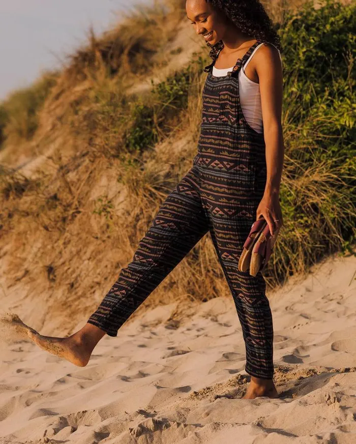 Passenger Clothing Serenity Organic Cotton Dungarees Black Geo Pattern Women Dungarees and Trousers