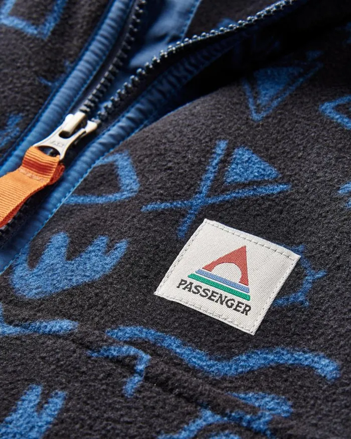 Passenger Clothing Set Off Recycled Polar 14 Zip Fleece Abstract Deep Navy Men Fleece