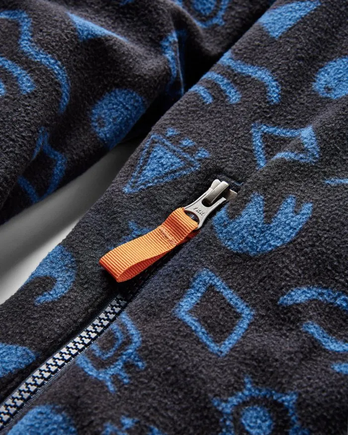 Passenger Clothing Set Off Recycled Polar 14 Zip Fleece Abstract Deep Navy Men Fleece