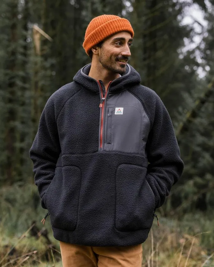 Passenger Clothing Ventura 12 Zip Recycled Sherpa Fleece Black Men Fleece