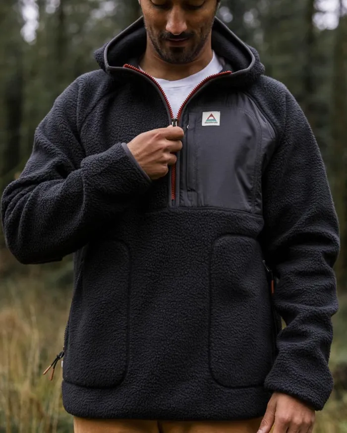 Passenger Clothing Ventura 12 Zip Recycled Sherpa Fleece Black Men Fleece