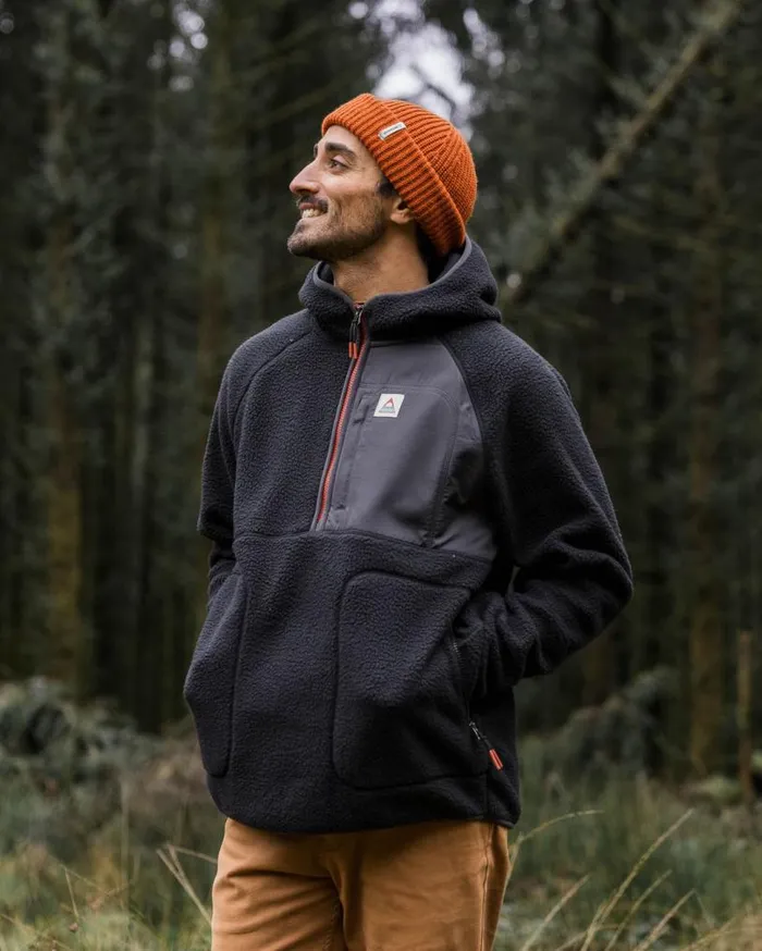 Passenger Clothing Ventura 12 Zip Recycled Sherpa Fleece Black Men Fleece