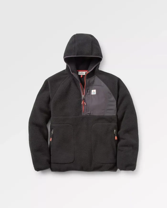 Passenger Clothing Ventura 12 Zip Recycled Sherpa Fleece Black Men Fleece