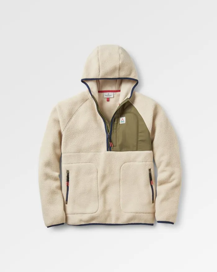 Passenger Clothing Ventura 12 Zip Recycled Sherpa Fleece Oatmealkhaki Men Fleece