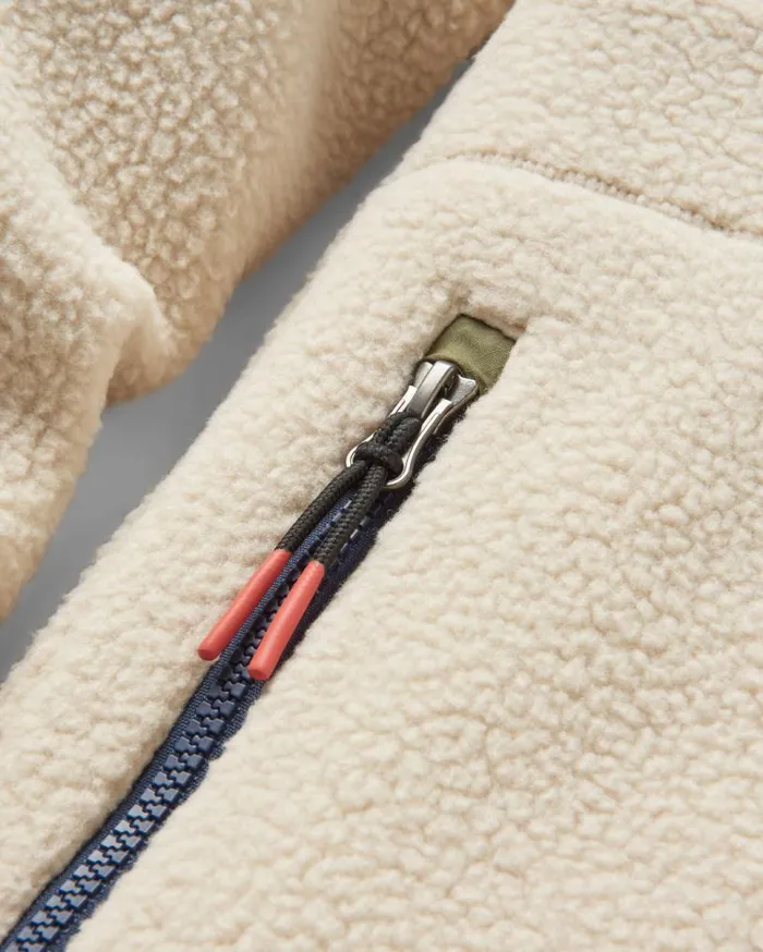 Passenger Clothing Ventura 12 Zip Recycled Sherpa Fleece Oatmealkhaki Men Fleece