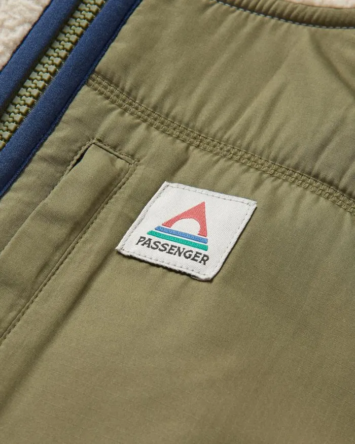Passenger Clothing Ventura 12 Zip Recycled Sherpa Fleece Oatmealkhaki Men Fleece