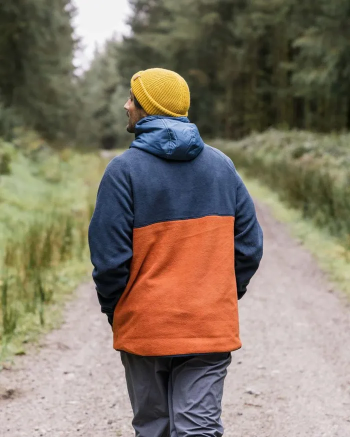 Passenger Clothing Woodland Hooded 12 Zip Polar Fleece Deep Navybaked Clay Men Fleece