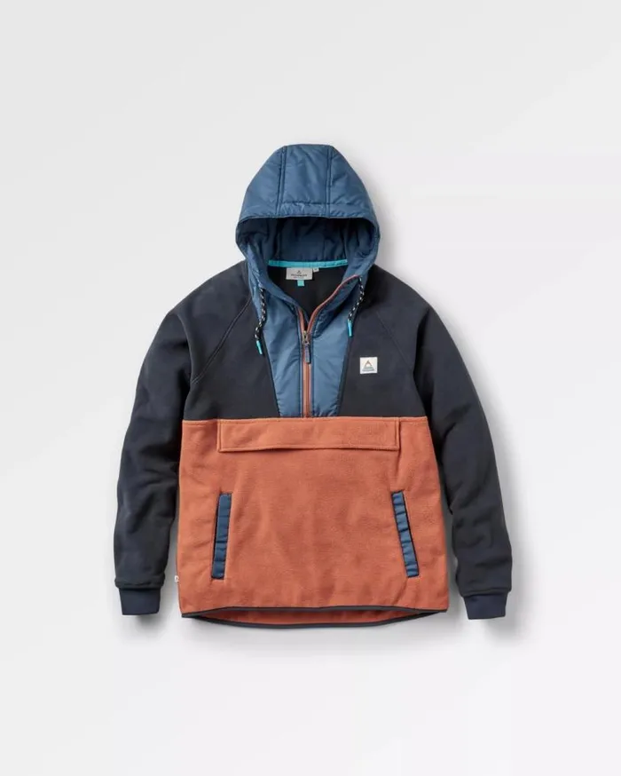 Passenger Clothing Woodland Hooded 12 Zip Polar Fleece Deep Navybaked Clay Men Fleece