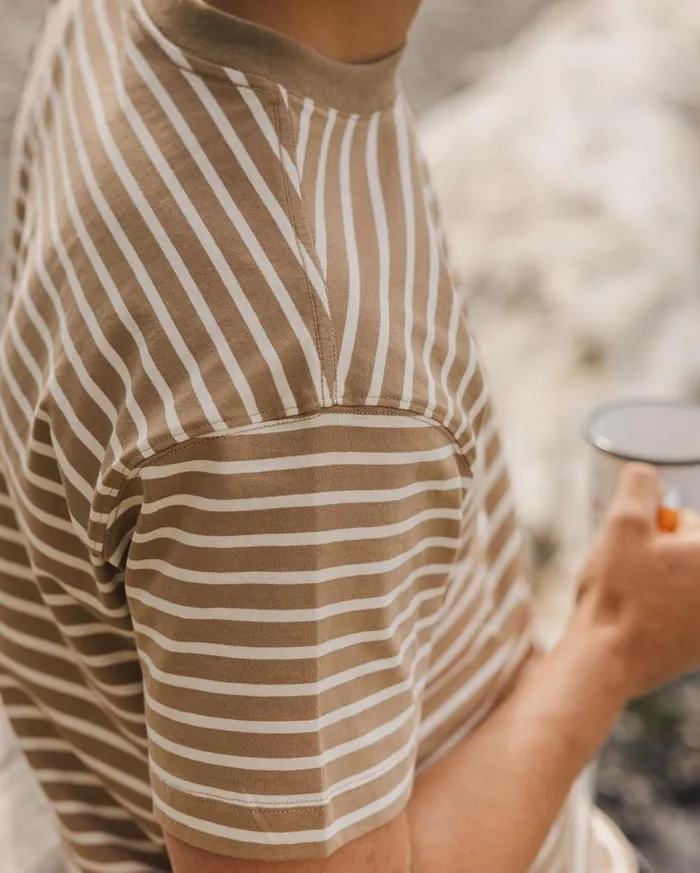Passenger Clothing Zen Recycled Relaxed Fit TShirt Toffee Stripe Men TShirts and Vests