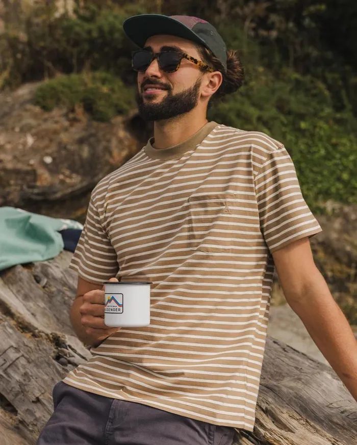 Passenger Clothing Zen Recycled Relaxed Fit TShirt Toffee Stripe Men TShirts and Vests
