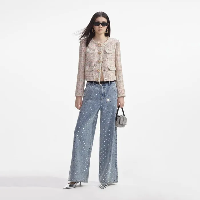 Pastel Boucle Boxy Jacket Women Self Portrait Outerwear