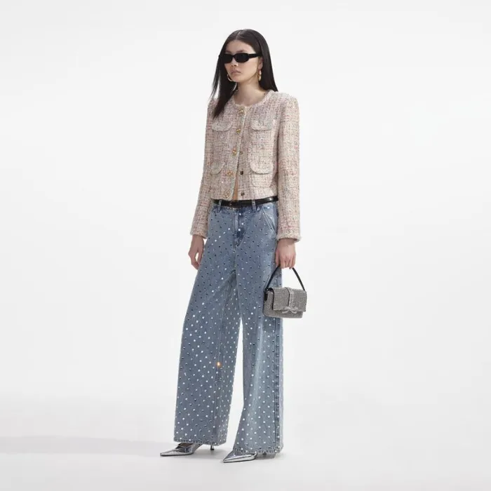 Pastel Boucle Boxy Jacket Women Self Portrait Outerwear Pastel Boucle Boxy Jacket Women Self Portrait Outerwear