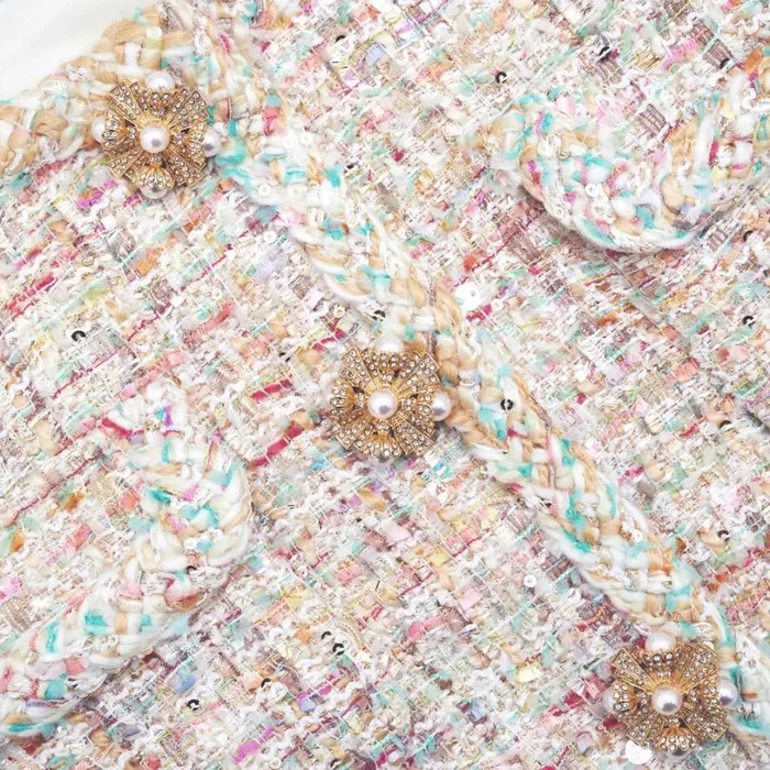 Pastel Boucle Boxy Jacket Women Self Portrait Outerwear Pastel Boucle Boxy Jacket Women Self Portrait Outerwear