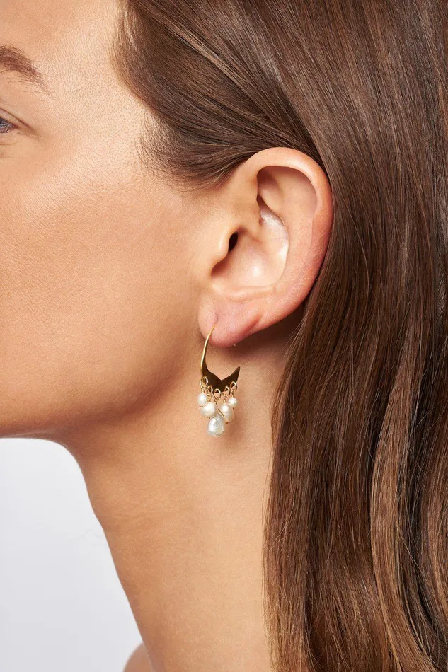 Petite Crescent White Pearl And Gold Hoop Earrings Women Chan Luu Earrings