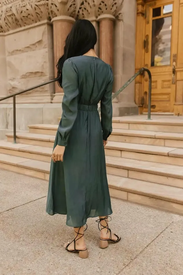 Pleated Underwire Midi Dress Teal Women Bohme Dresses