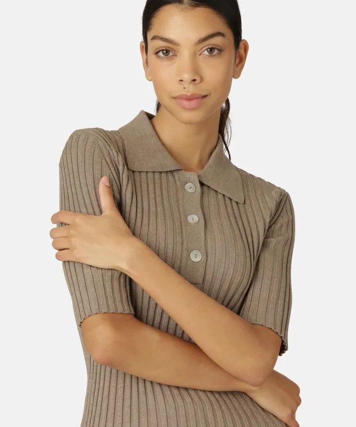 Polo 8211 Bleached Sand Clothing Ilse Jacobsen Knitwear Polo 8211 Bleached Sand Clothing Ilse Jacobsen Knitwear